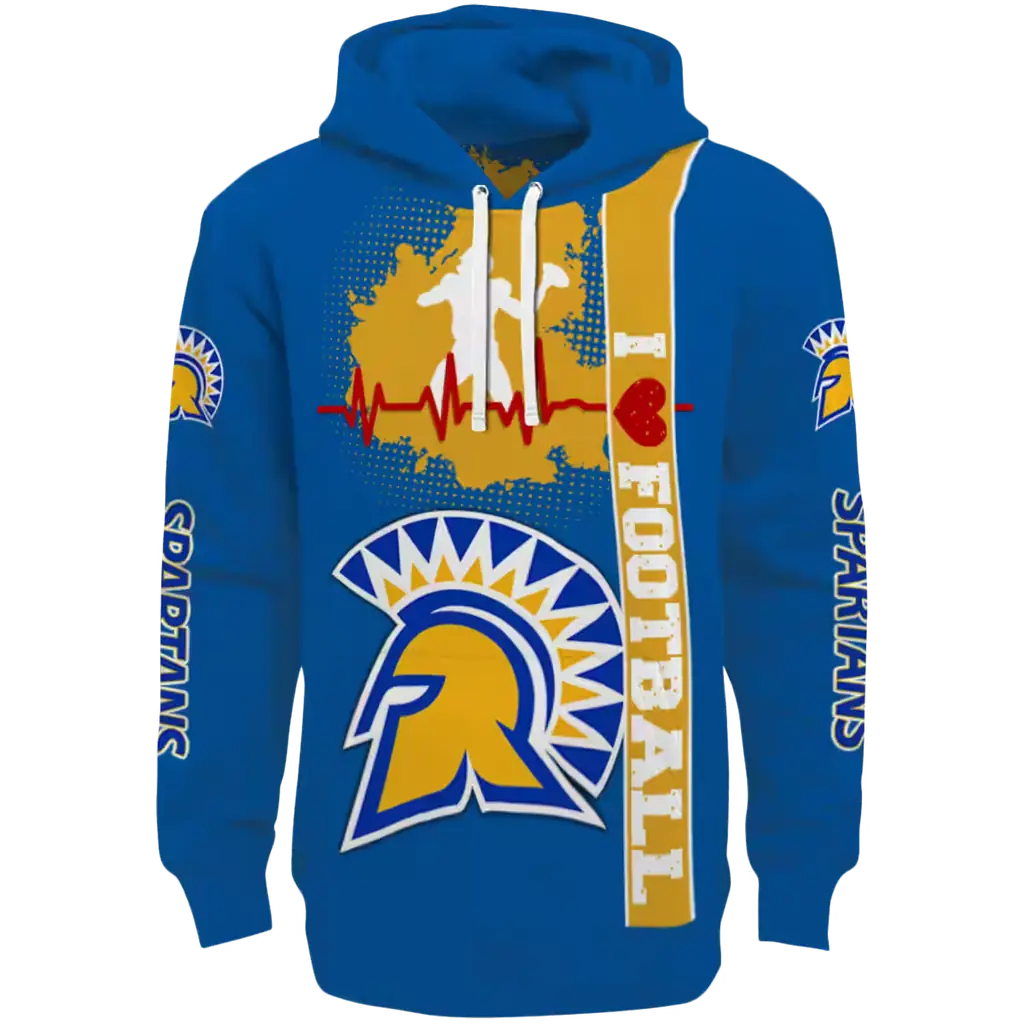 san jose state spartans football heartbeat blue hoodie best selling san jose state spartans football heartbeat blue hoodie best selling