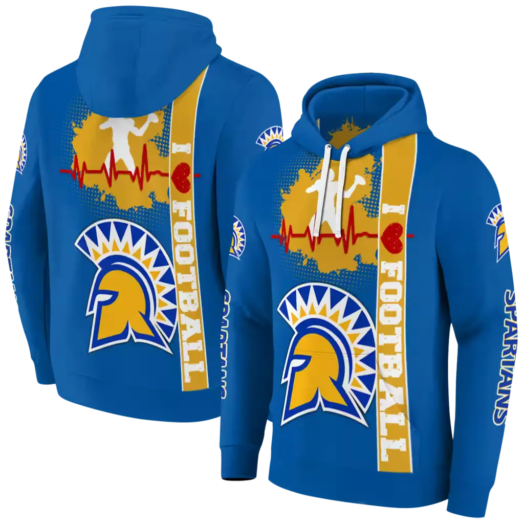 san jose state spartans football heartbeat blue hoodie fashion forward san jose state spartans football heartbeat blue hoodie fashion forward