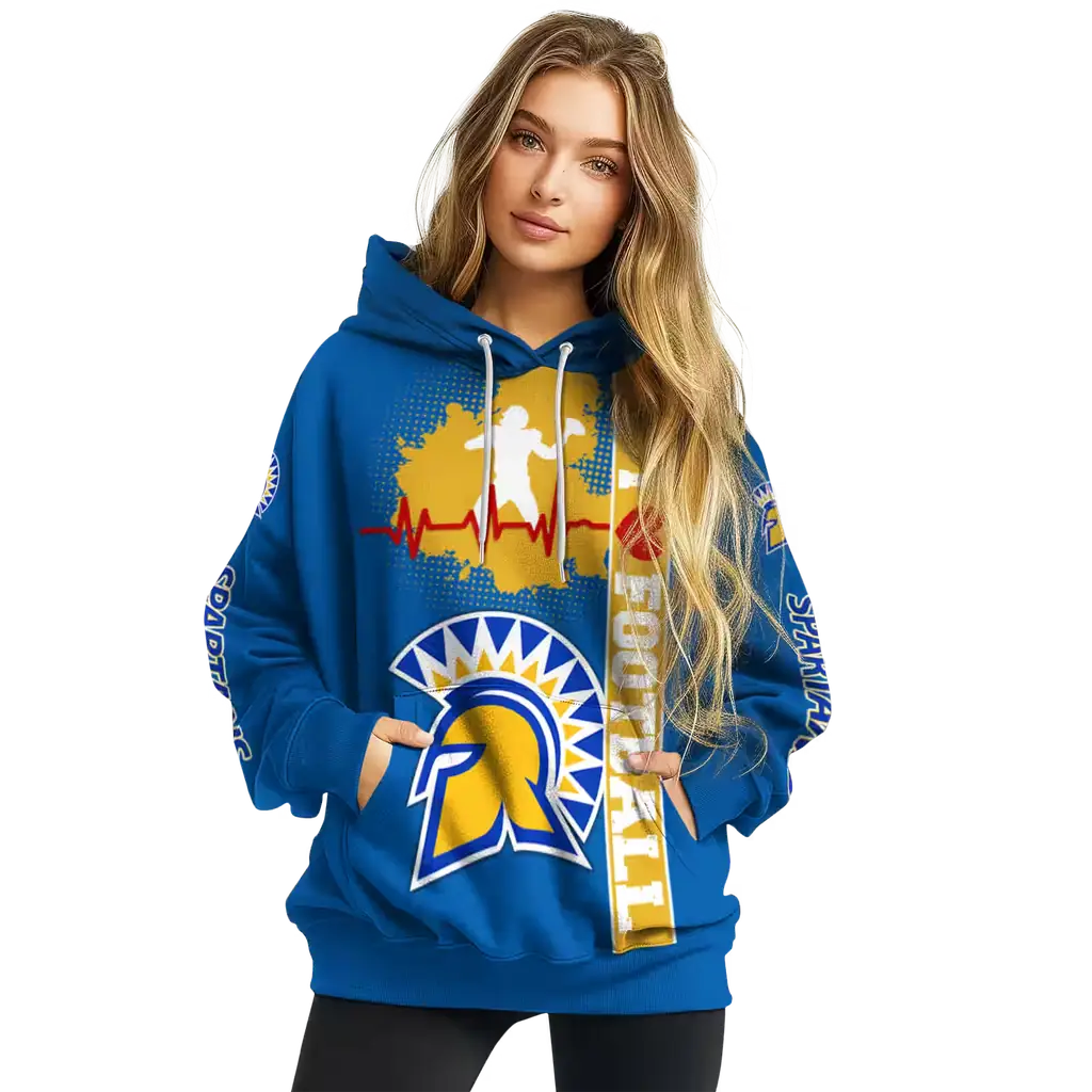 san jose state spartans football heartbeat blue hoodie high quality san jose state spartans football heartbeat blue hoodie high quality