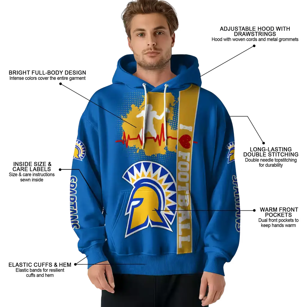 san jose state spartans football heartbeat blue hoodie latest model san jose state spartans football heartbeat blue hoodie latest model