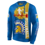 san jose state spartans football heartbeat blue hoodie best selling