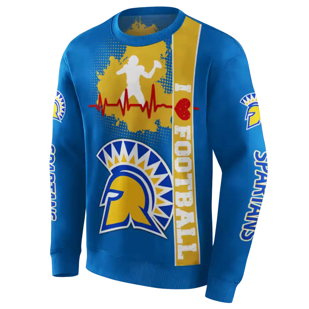 san jose state spartans football heartbeat blue hoodie new arrival san jose state spartans football heartbeat blue hoodie new arrival