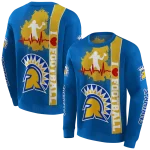san jose state spartans football heartbeat blue hoodie best selling