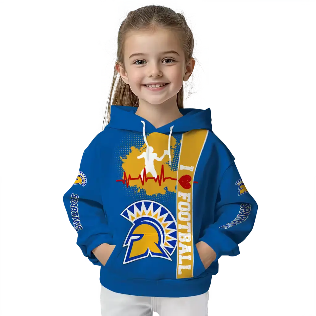 san jose state spartans football heartbeat blue hoodie top rated san jose state spartans football heartbeat blue hoodie top rated