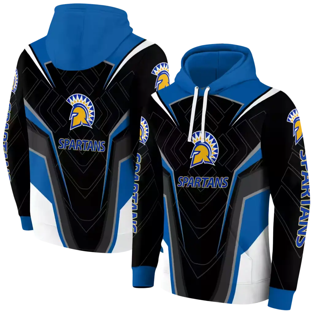 san jose state spartans futuristic pattern blue black hoodie fashion forward san jose state spartans futuristic pattern blue black hoodie fashion forward