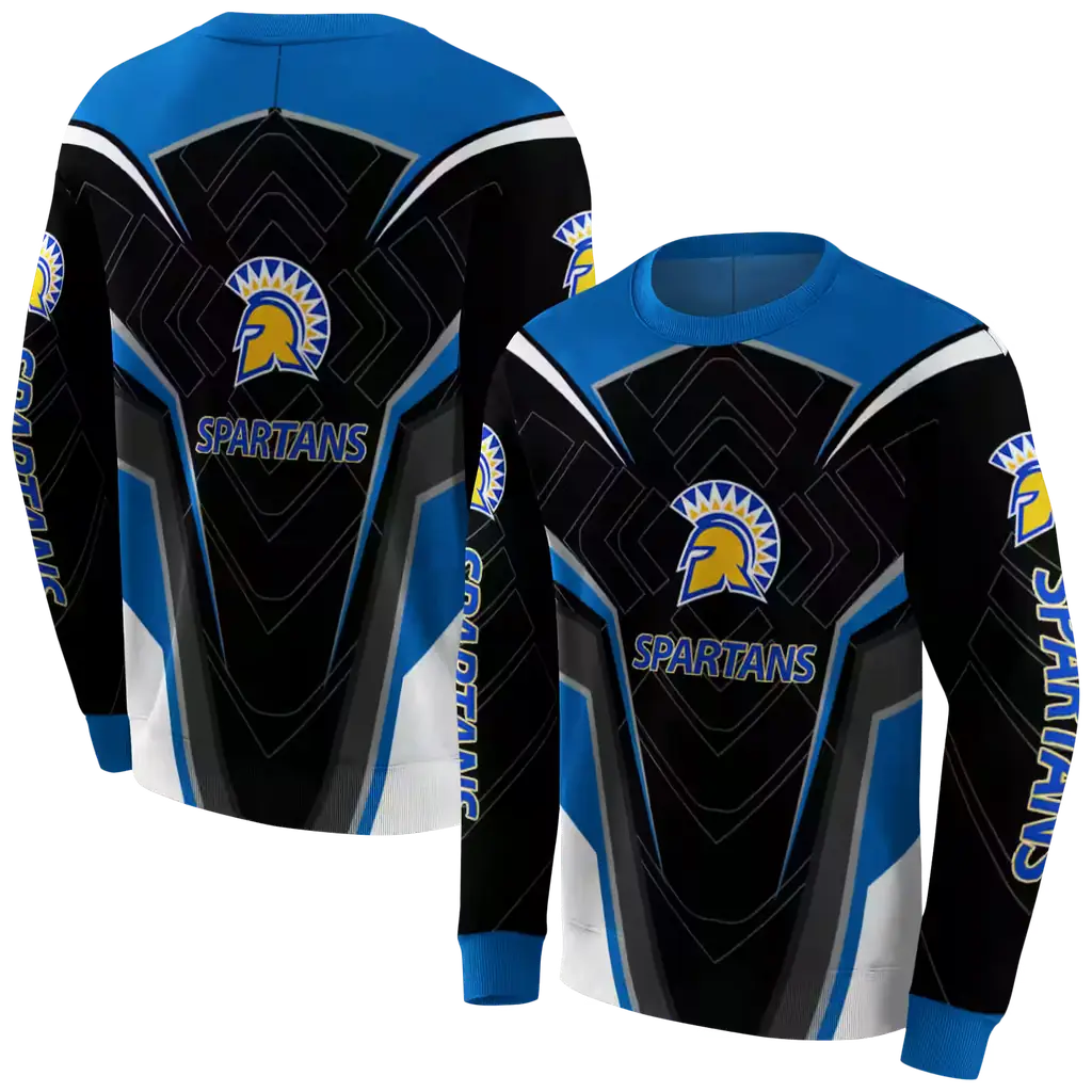 san jose state spartans futuristic pattern blue black hoodie premium grade san jose state spartans futuristic pattern blue black hoodie premium grade