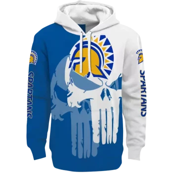 san jose state spartans graphic punisher blue white hoodie best selling