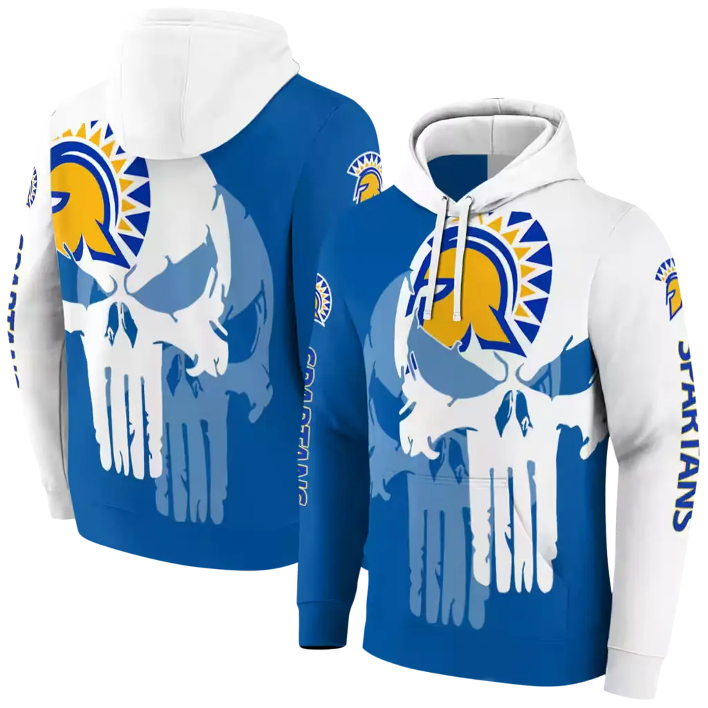 san jose state spartans graphic punisher blue white hoodie fashion forward san jose state spartans graphic punisher blue white hoodie fashion forward