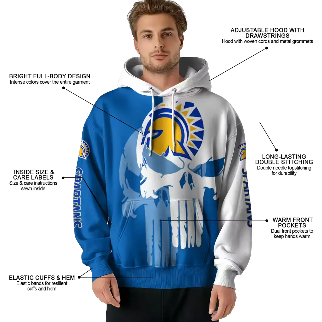 san jose state spartans graphic punisher blue white hoodie latest model san jose state spartans graphic punisher blue white hoodie latest model