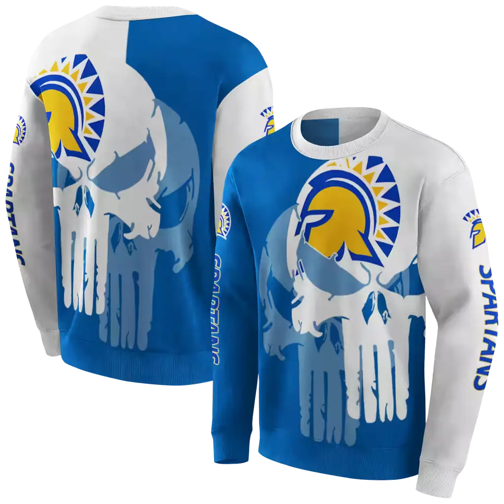 san jose state spartans graphic punisher blue white hoodie premium grade san jose state spartans graphic punisher blue white hoodie premium grade
