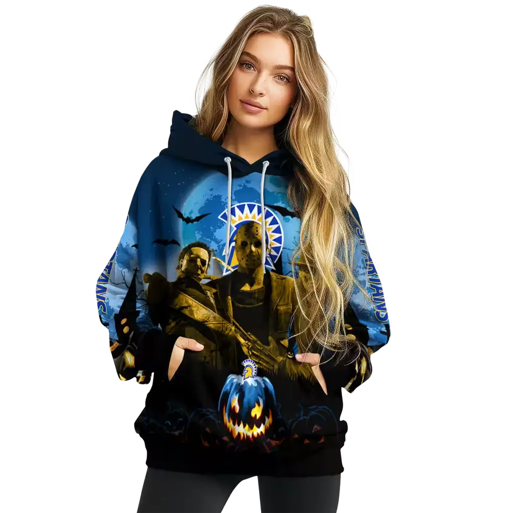 san jose state spartans halloween vibes blue black hoodie high quality san jose state spartans halloween vibes blue black hoodie high quality