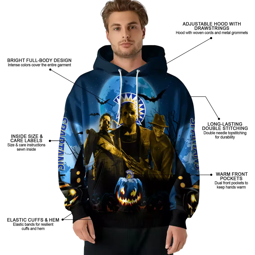 san jose state spartans halloween vibes blue black hoodie latest model san jose state spartans halloween vibes blue black hoodie latest model