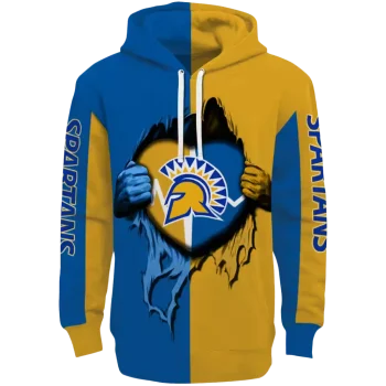 san jose state spartans heartbeat graphic blue hoodie best selling