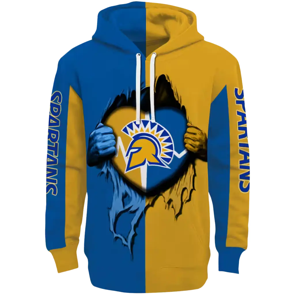 san jose state spartans heartbeat graphic blue hoodie best selling san jose state spartans heartbeat graphic blue hoodie best selling