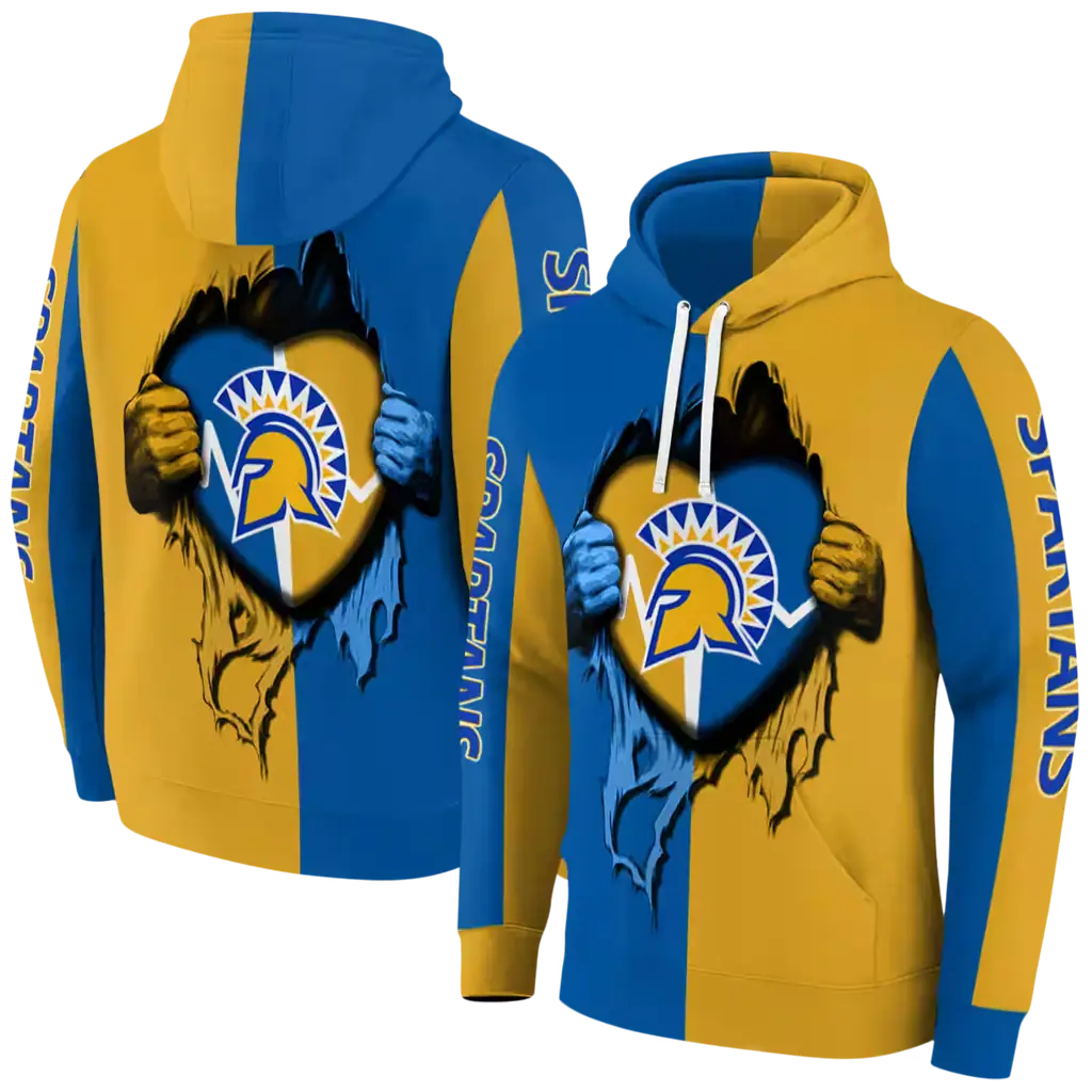 san jose state spartans heartbeat graphic blue hoodie fashion forward san jose state spartans heartbeat graphic blue hoodie fashion forward