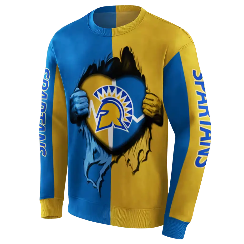 san jose state spartans heartbeat graphic blue hoodie new arrival san jose state spartans heartbeat graphic blue hoodie new arrival