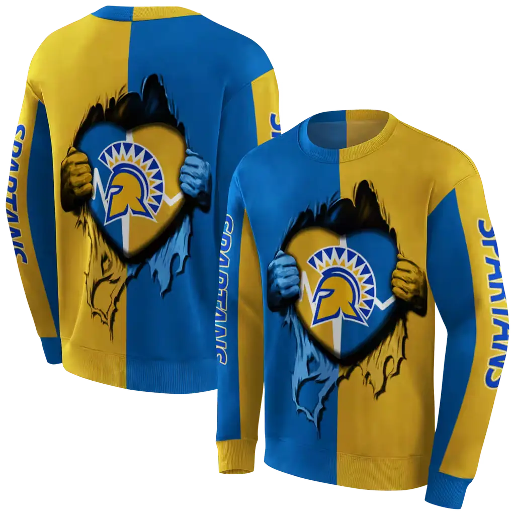 san jose state spartans heartbeat graphic blue hoodie premium grade san jose state spartans heartbeat graphic blue hoodie premium grade