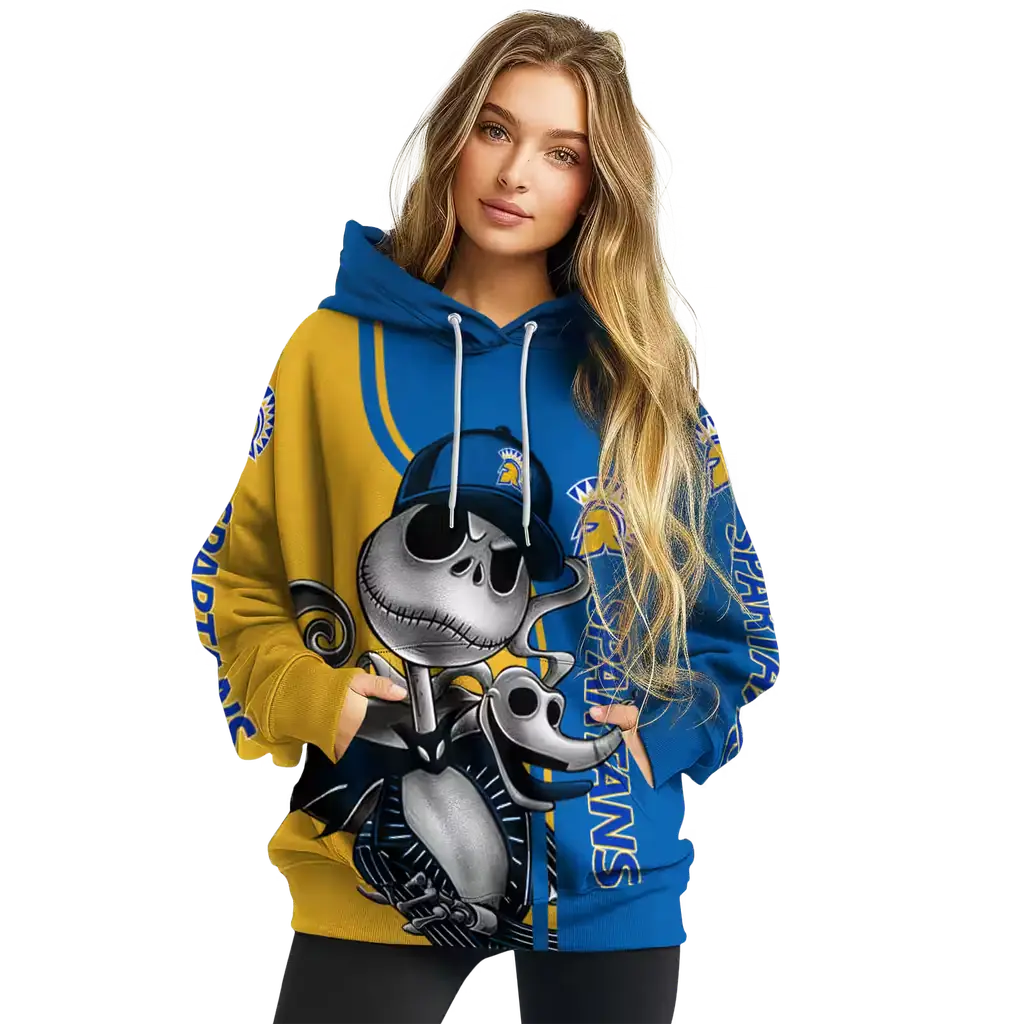 san jose state spartans jack skellington blue hoodie high quality san jose state spartans jack skellington blue hoodie high quality