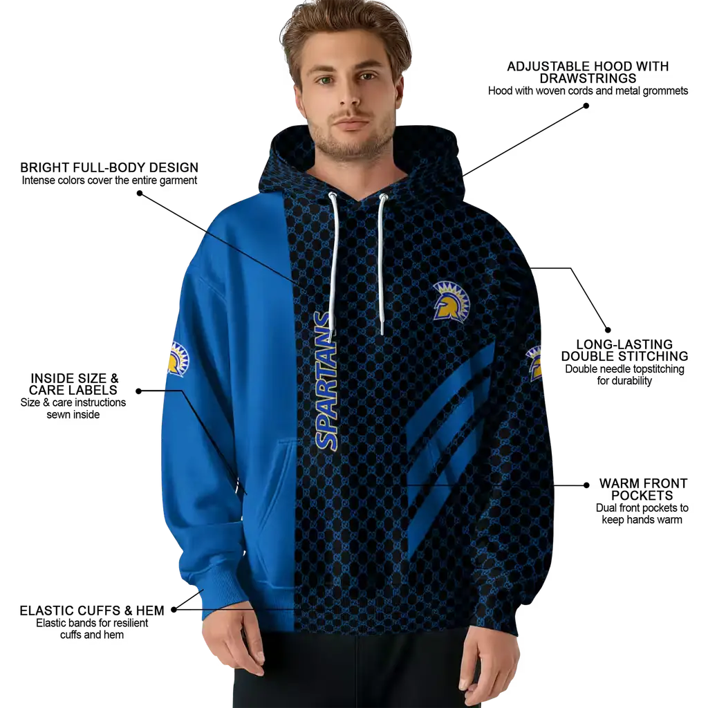 san jose state spartans monogram pattern blue hoodie latest model san jose state spartans monogram pattern blue hoodie latest model