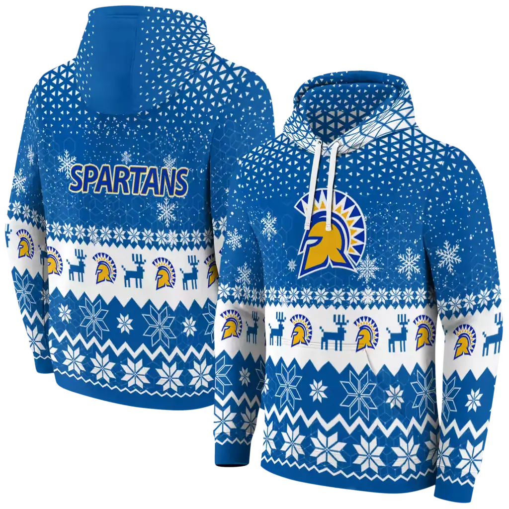 san jose state spartans reindeer motif blue hoodie fashion forward san jose state spartans reindeer motif blue hoodie fashion forward