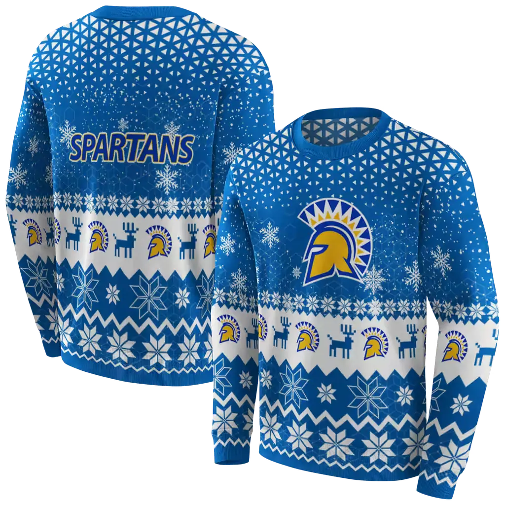 san jose state spartans reindeer motif blue hoodie premium grade san jose state spartans reindeer motif blue hoodie premium grade