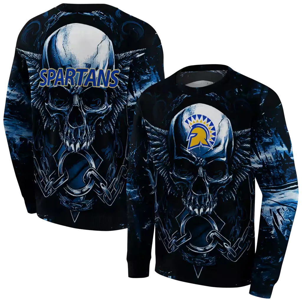 san jose state spartans skull artwork blue black hoodie premium grade san jose state spartans skull artwork blue black hoodie premium grade