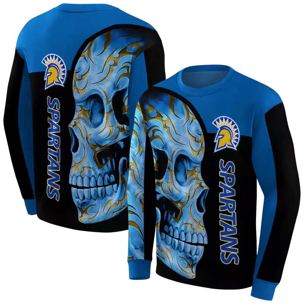 san jose state spartans skull motif blue black hoodie premium grade san jose state spartans skull motif blue black hoodie premium grade