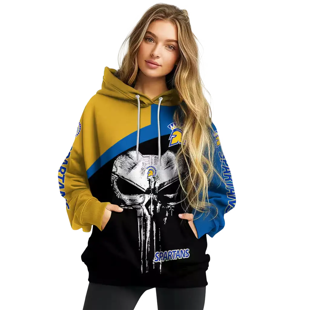 san jose state spartans skull punisher gold black hoodie high quality san jose state spartans skull punisher gold black hoodie high quality