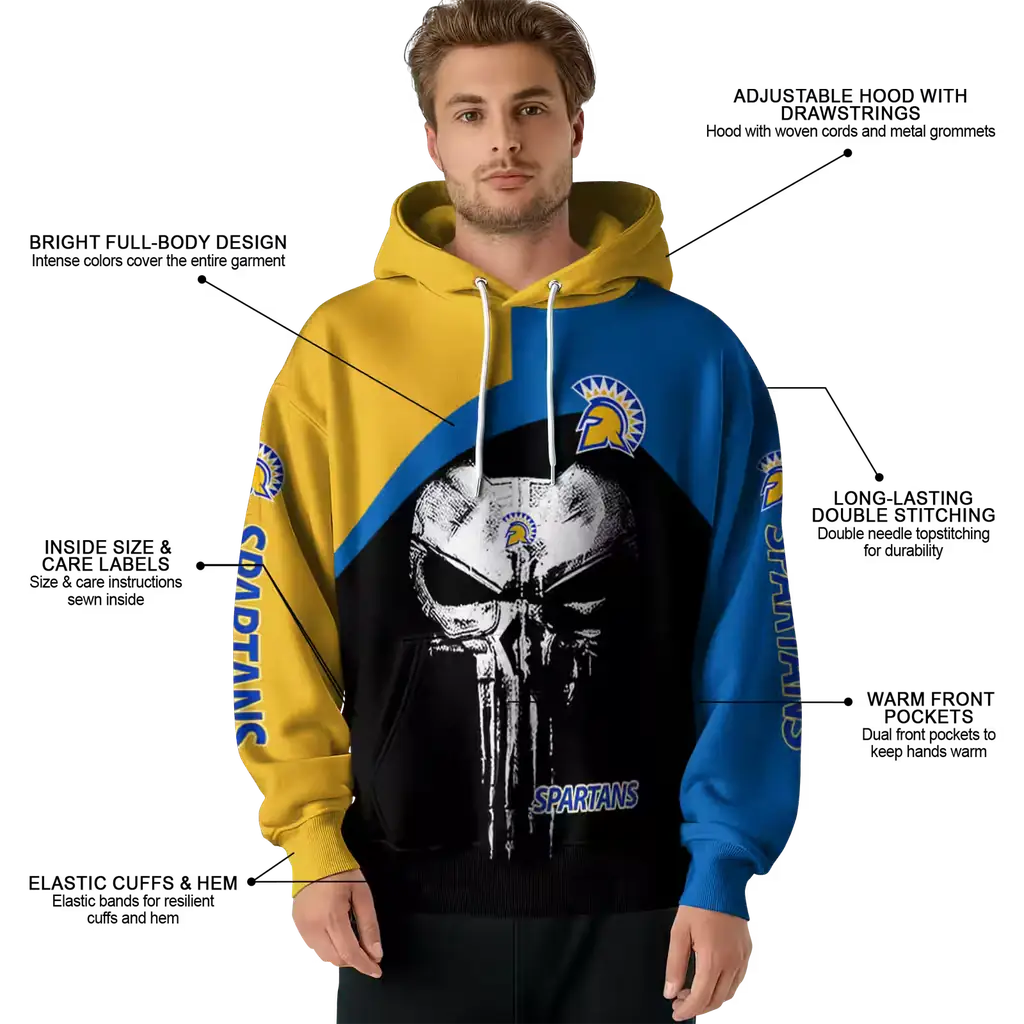 san jose state spartans skull punisher gold black hoodie latest model san jose state spartans skull punisher gold black hoodie latest model
