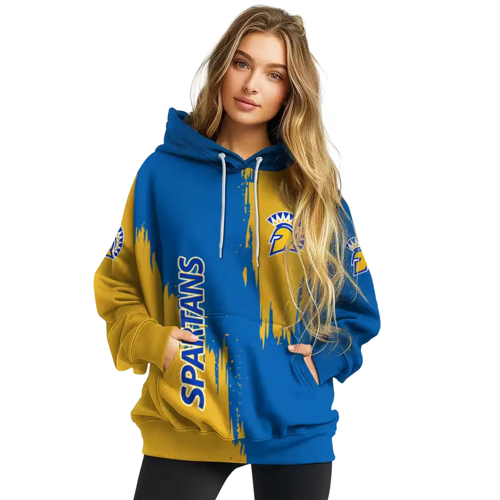 san jose state spartans splatter effect blue hoodie high quality san jose state spartans splatter effect blue hoodie high quality