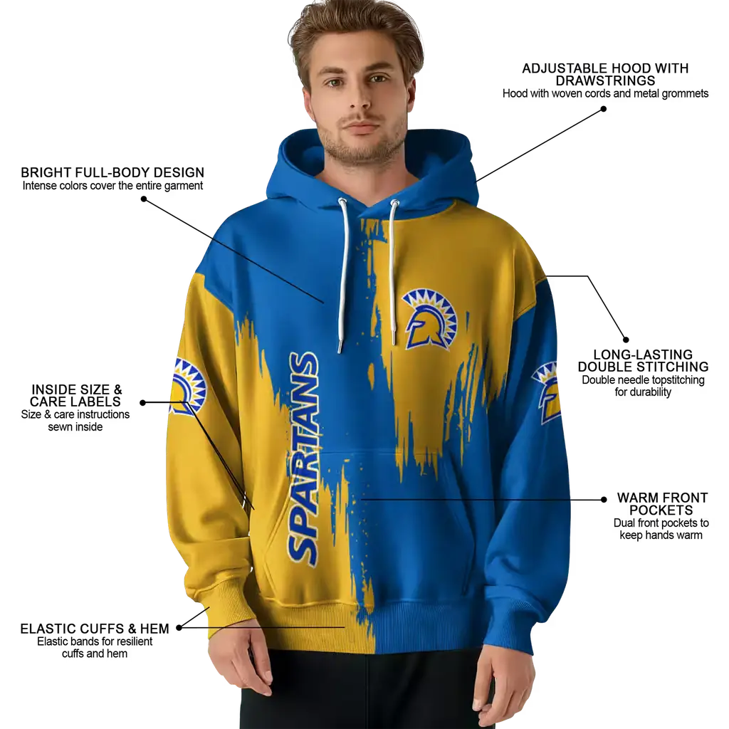 san jose state spartans splatter effect blue hoodie latest model san jose state spartans splatter effect blue hoodie latest model