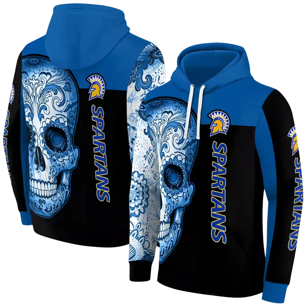 san jose state spartans sugar skull blue black hoodie fashion forward san jose state spartans sugar skull blue black hoodie fashion forward
