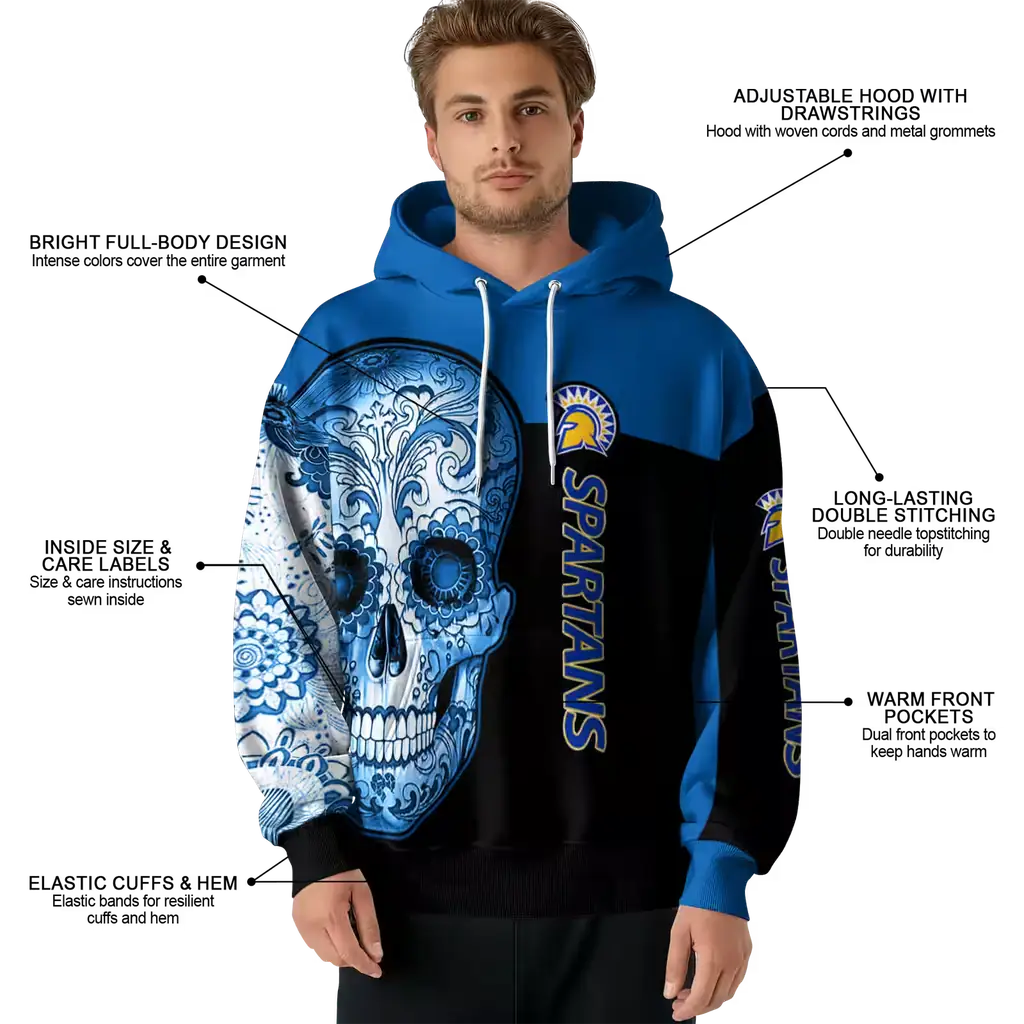 san jose state spartans sugar skull blue black hoodie latest model san jose state spartans sugar skull blue black hoodie latest model