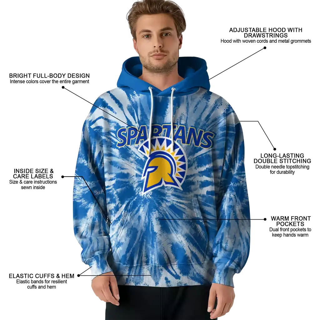 san jose state spartans tie dye pattern blue hoodie latest model san jose state spartans tie dye pattern blue hoodie latest model