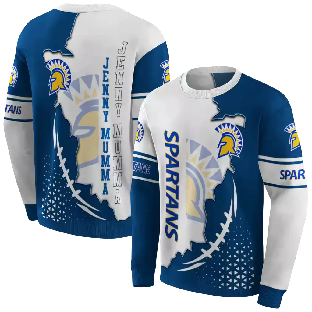 san jose state spartans triangular pattern blue white hoodie premium grade san jose state spartans triangular pattern blue white hoodie premium grade