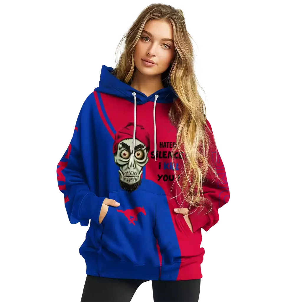 smu mustangs achmed skull blue hoodie high quality smu mustangs achmed skull blue hoodie high quality