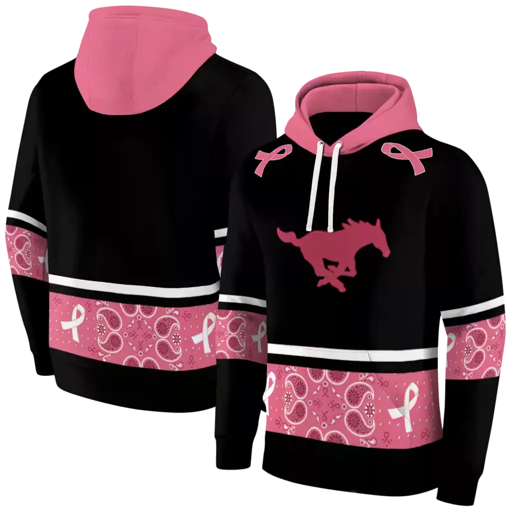 smu mustangs awareness ribbon black pink hoodie fashion forward smu mustangs awareness ribbon black pink hoodie fashion forward