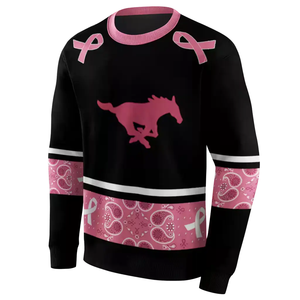 smu mustangs awareness ribbon black pink hoodie new arrival smu mustangs awareness ribbon black pink hoodie new arrival