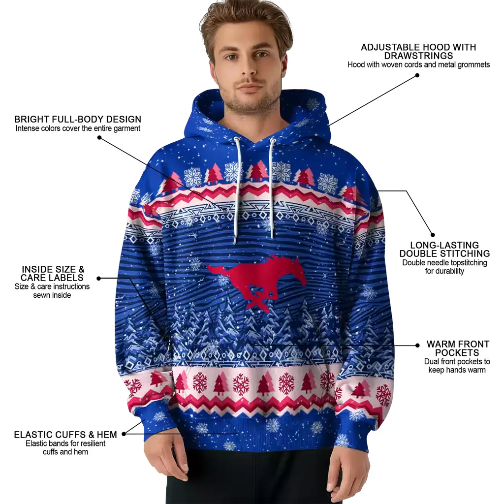 smu mustangs christmas trees blue hoodie latest model smu mustangs christmas trees blue hoodie latest model