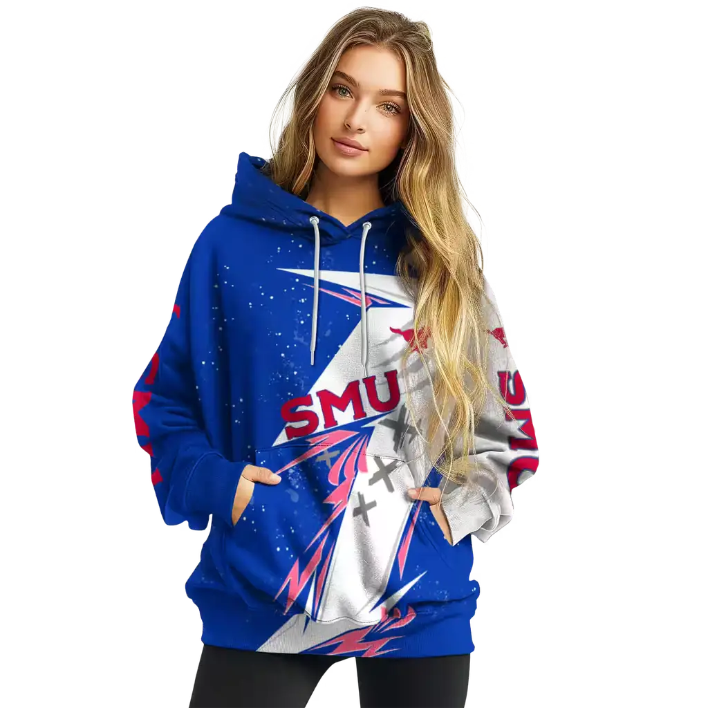 smu mustangs dynamic slash blue white hoodie high quality smu mustangs dynamic slash blue white hoodie high quality
