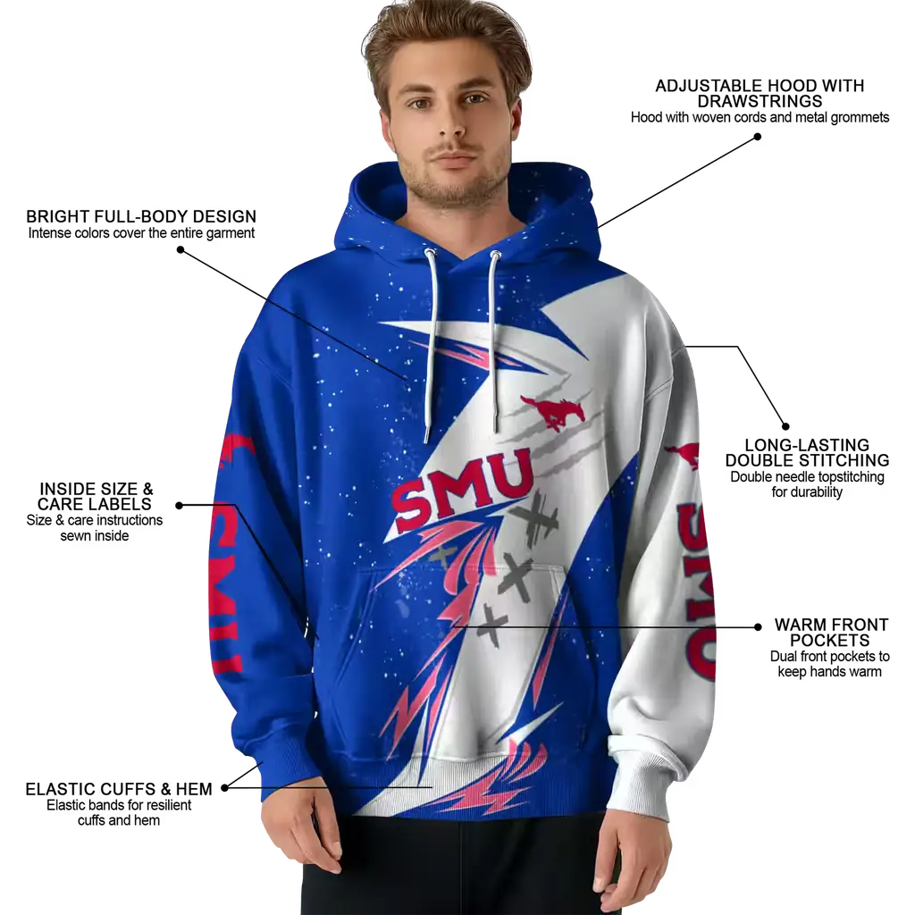 smu mustangs dynamic slash blue white hoodie latest model smu mustangs dynamic slash blue white hoodie latest model