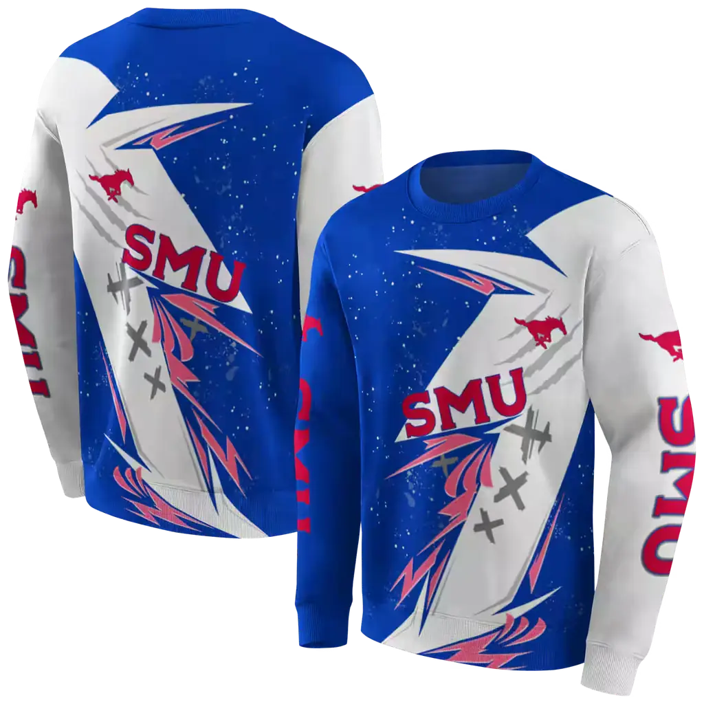 smu mustangs dynamic slash blue white hoodie premium grade smu mustangs dynamic slash blue white hoodie premium grade