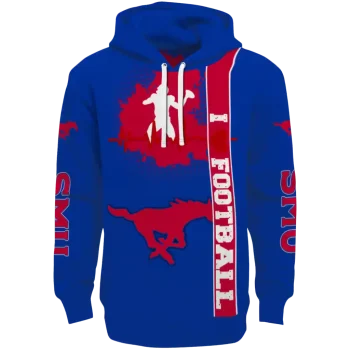 smu mustangs football heartbeat blue hoodie best selling