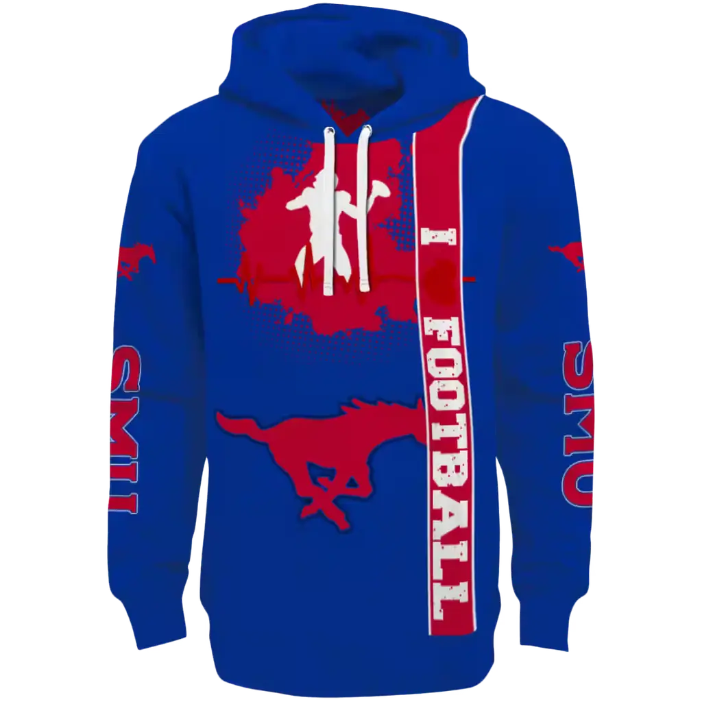 smu mustangs football heartbeat blue hoodie best selling smu mustangs football heartbeat blue hoodie best selling