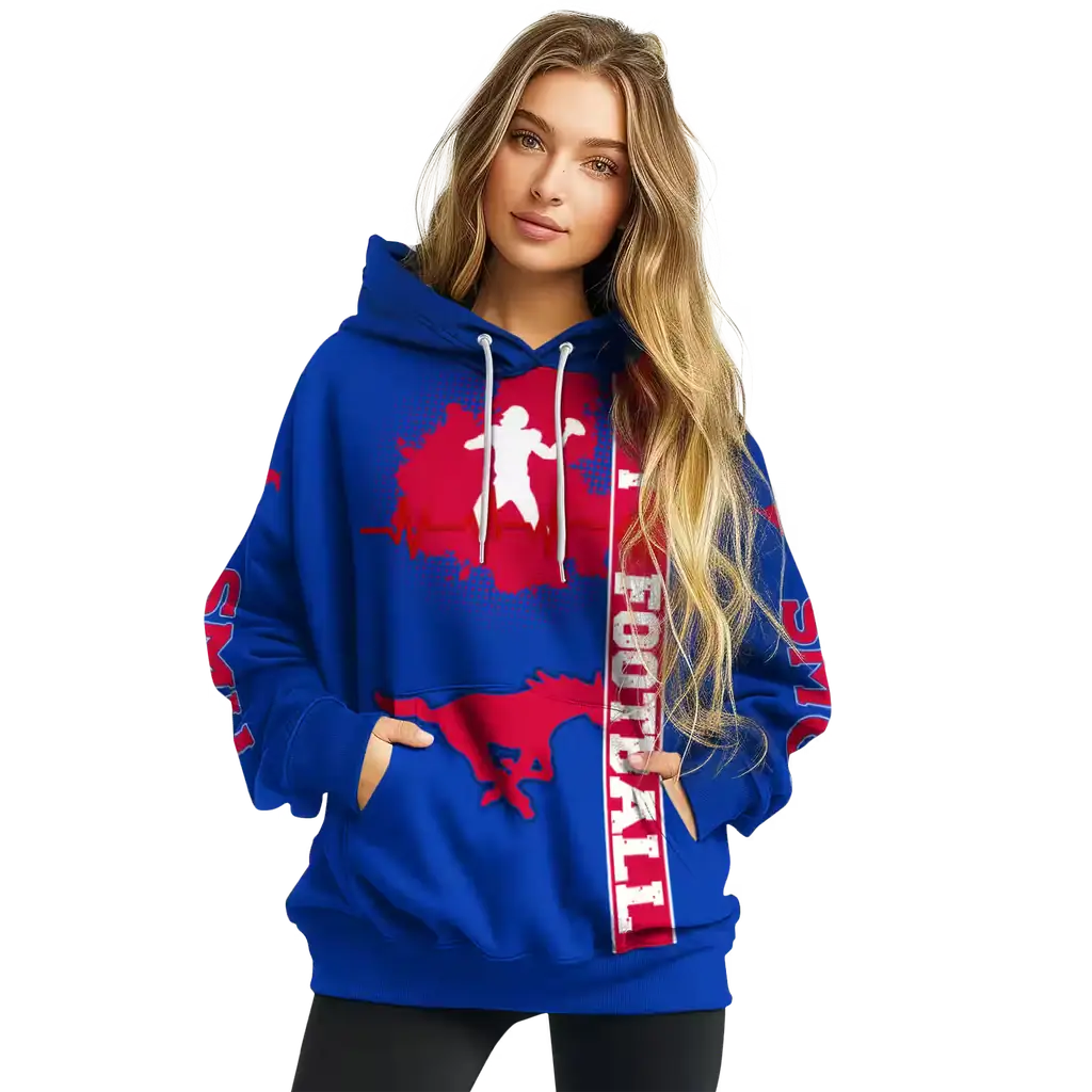 smu mustangs football heartbeat blue hoodie high quality smu mustangs football heartbeat blue hoodie high quality