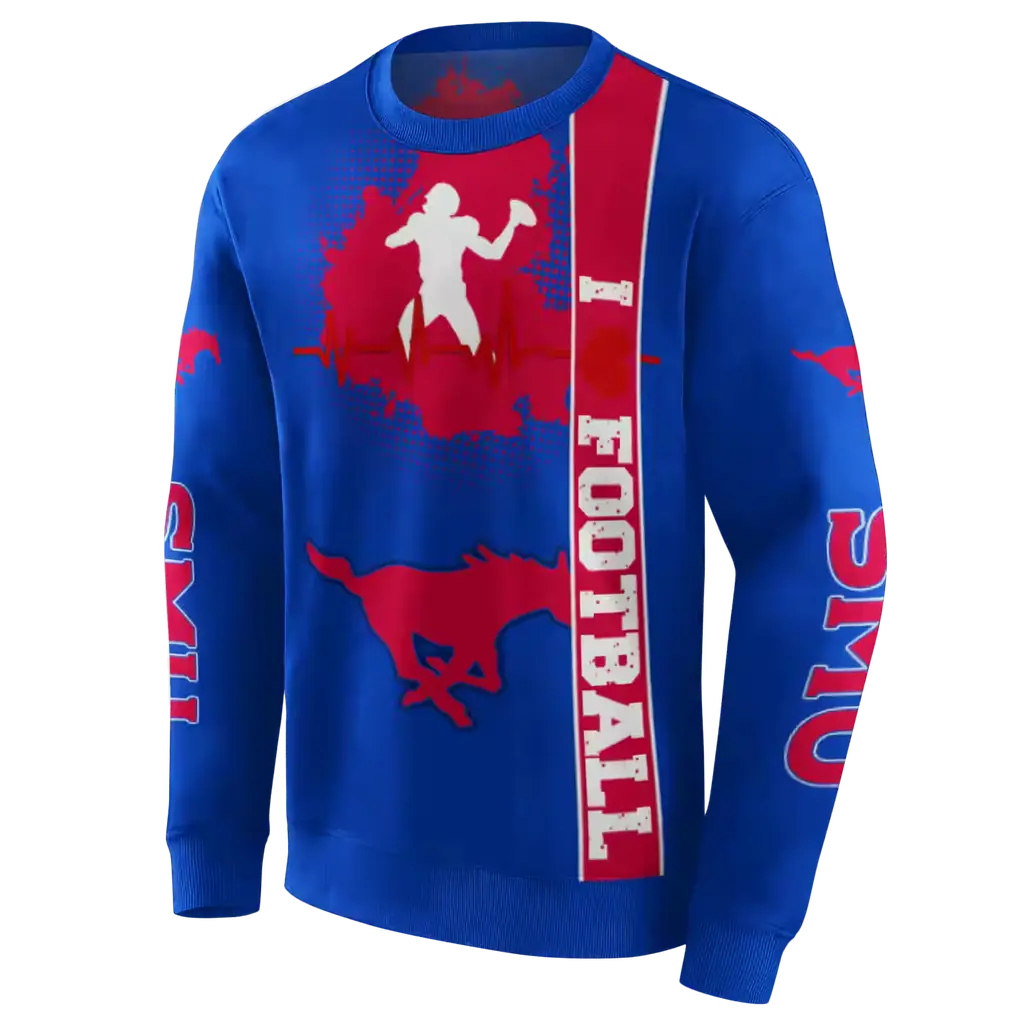 smu mustangs football heartbeat blue hoodie new arrival smu mustangs football heartbeat blue hoodie new arrival