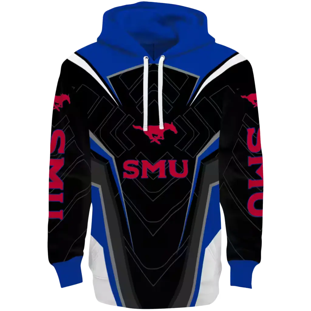 smu mustangs futuristic pattern blue black hoodie best selling smu mustangs futuristic pattern blue black hoodie best selling