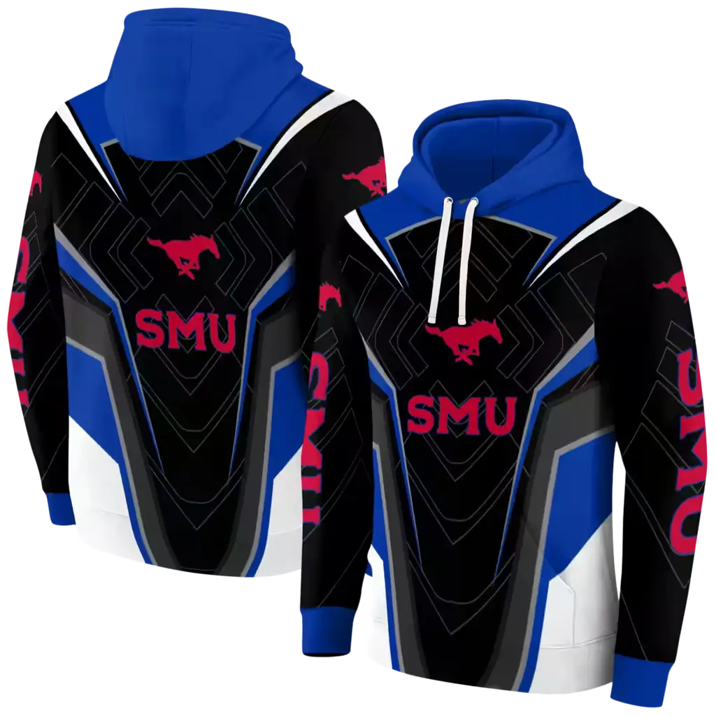 smu mustangs futuristic pattern blue black hoodie fashion forward smu mustangs futuristic pattern blue black hoodie fashion forward