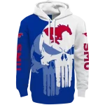 smu mustangs graphic punisher blue white hoodie best selling
