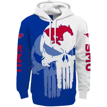 smu mustangs graphic punisher blue white hoodie best selling